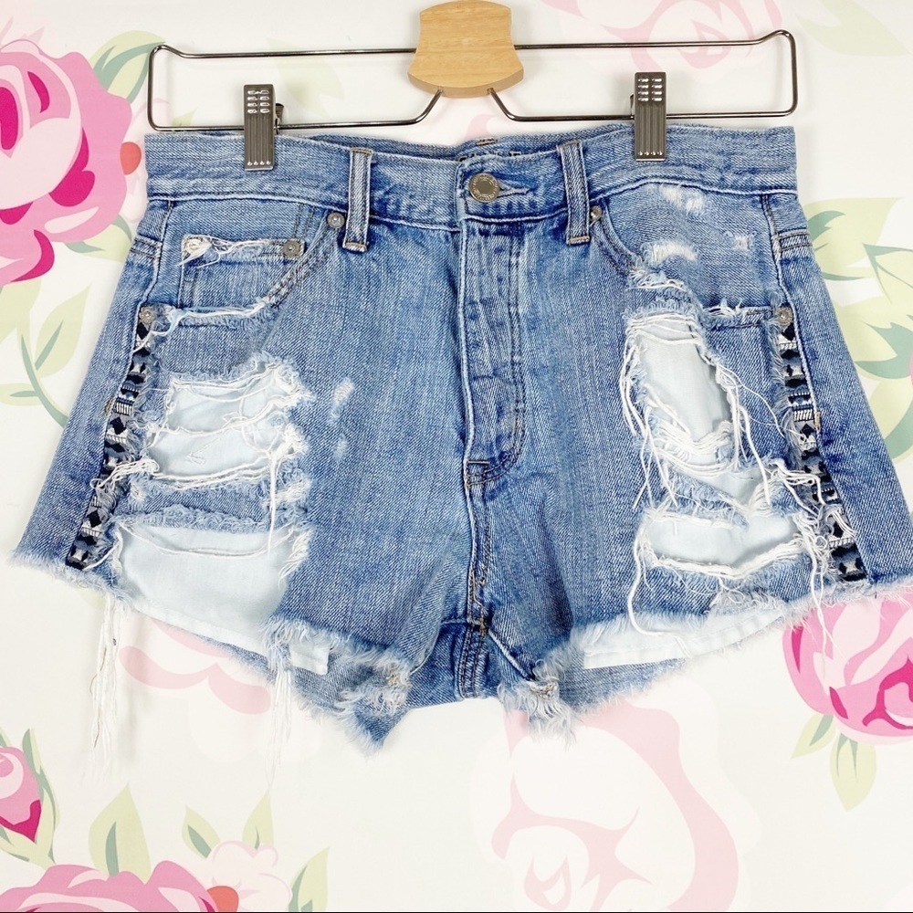 American Eagle High Rise Festival Denim Shorts 4